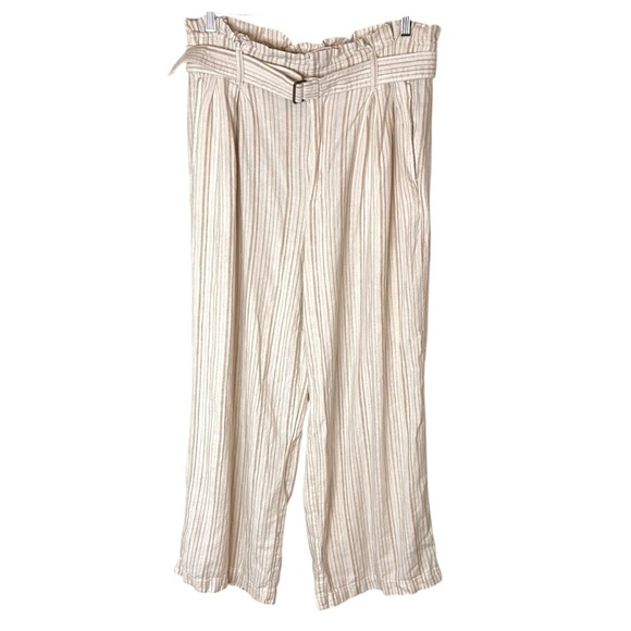 Banana Republic Women's Linen Blend Paperbag Wide Leg Pant- Size 10 - Picture 3 of 11